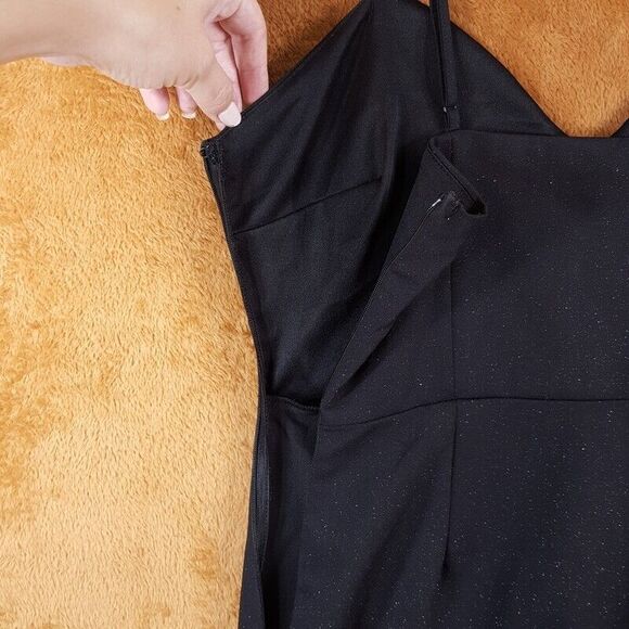 NSR Womens Dress Medium Black Mini Sheath Bodycon Sparkle Stretch Adjustable - Picture 6 of 11